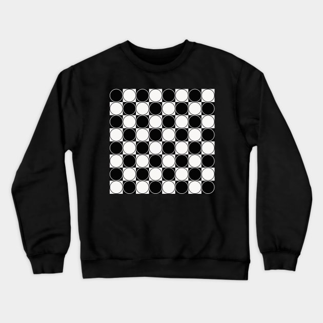 black and white geometrical design with squares and circles Crewneck Sweatshirt by pauloneill-art